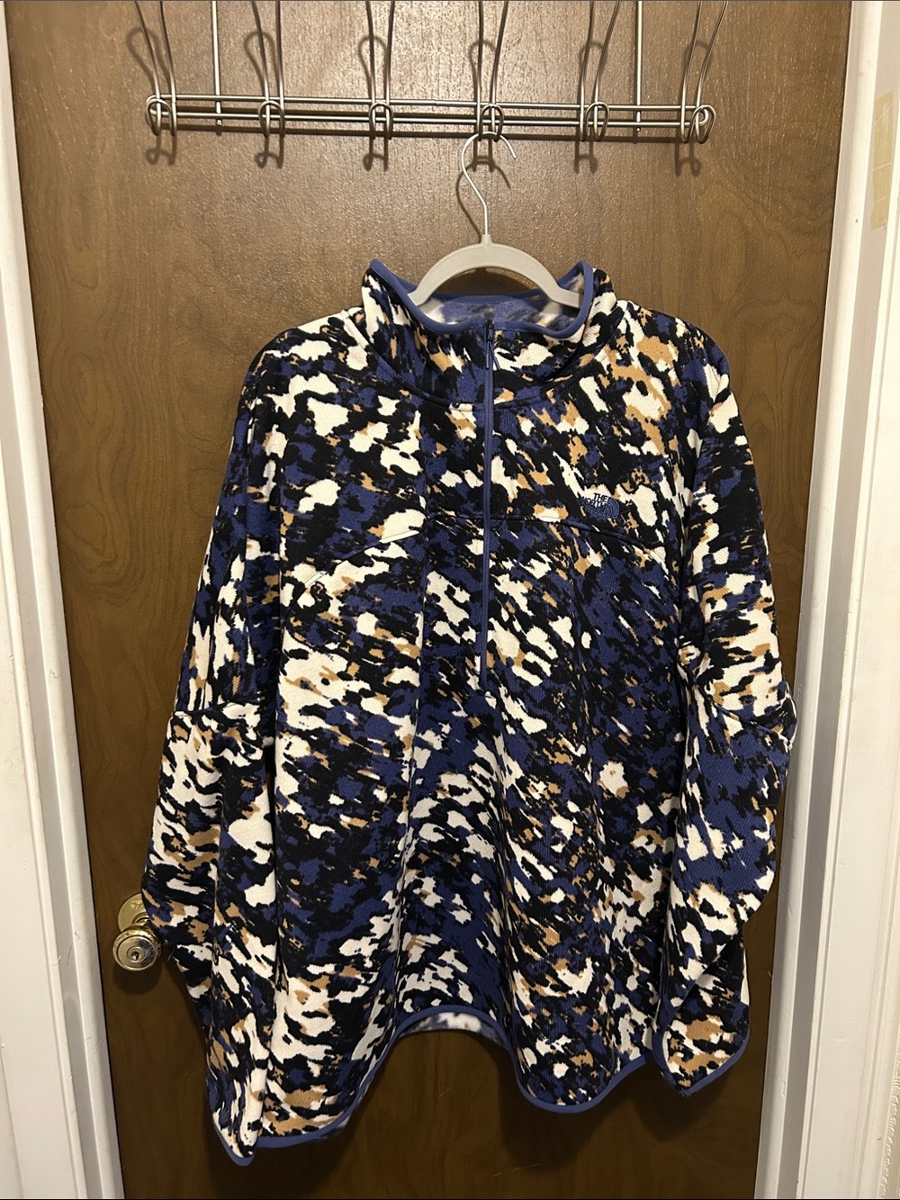 The North Face Blue White Printed Campshire Pullover Hoodie Fleece Men’s 3XL